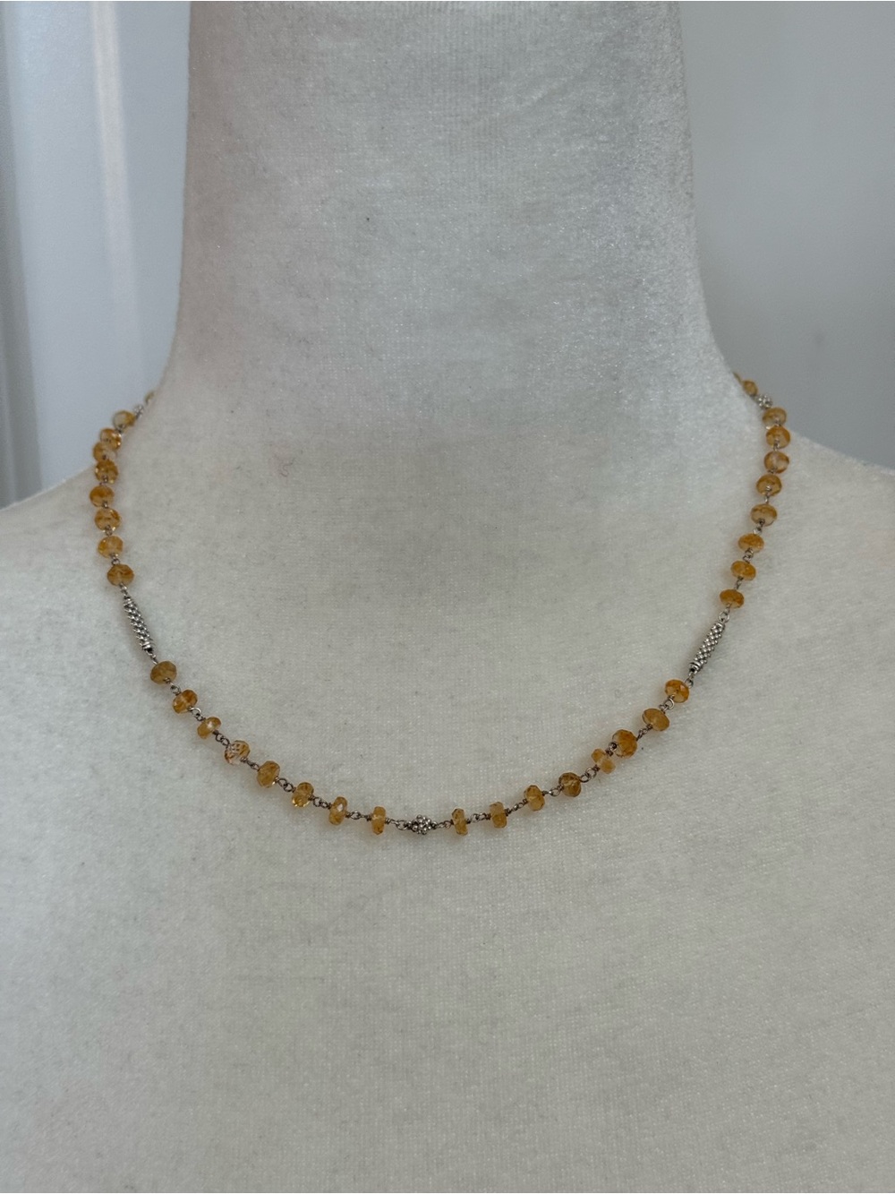 Citrine Pigtail Link Necklace with Stations from Lagos